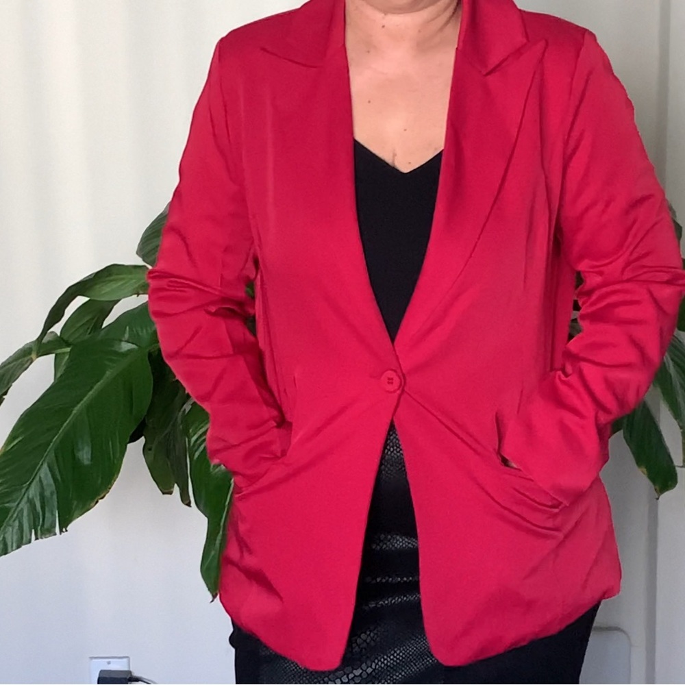 Red/Rose Tailored Blazer with Notched Lapels